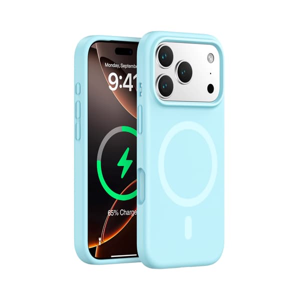 Etui til iPhone 17 Pro Flydende Silikone Magnetisk Silikone Hvid Blå Noz34055