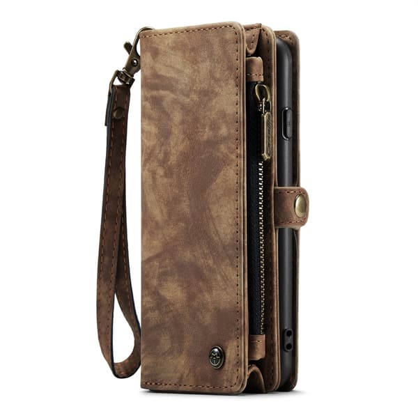 Etui til iPhone 14 Plus 6.7 brun 2-i-1 magnetisk pung med kortholder flip