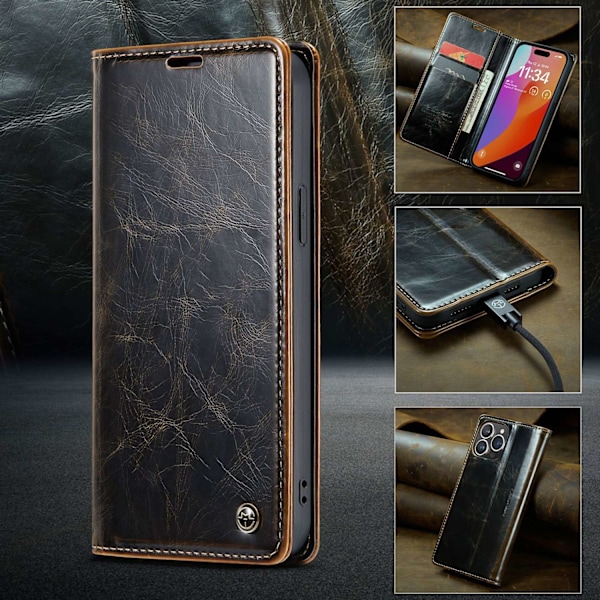 Etui til iPhone 13 Pro Max kaffe Flip