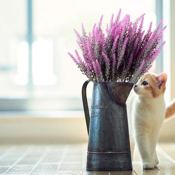 6-pack Konstgjorda Falska Blommor Lavendel Plast Torkade Blommor Växter Bukett för Inomhus Utomhus Hem Fuchsia