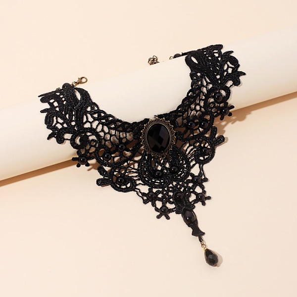 Dame falsk krage Avtakbar halv blonde halskjede Ins Internett Black