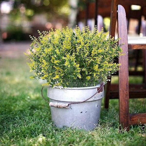 8 Bunter Kunstig Lavendel Falske Blomster UV-bestandige Busker, Falsk Plast Yellow 8