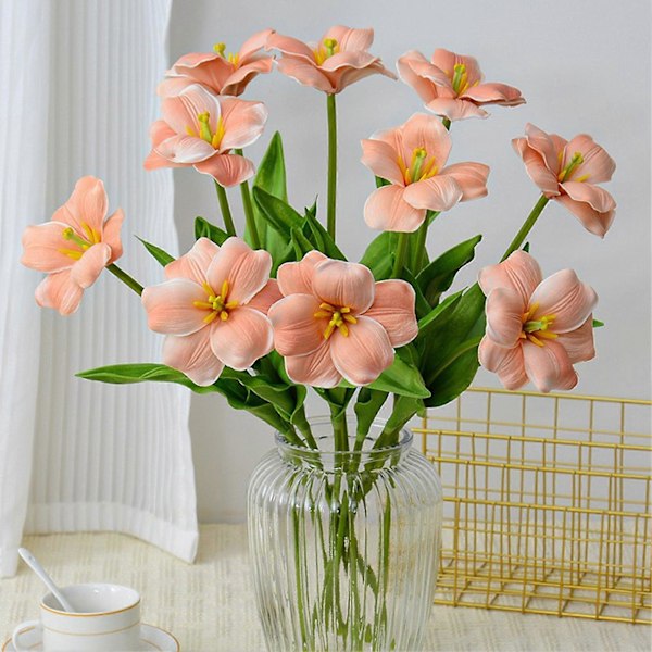 Kunstig Åben Tulipan med Stil Realistisk Farverig Falsk Blomst Hjemmekontor Bordpynt Kunstig Blomstergren Blomsterarrangement Dekoration Coffee