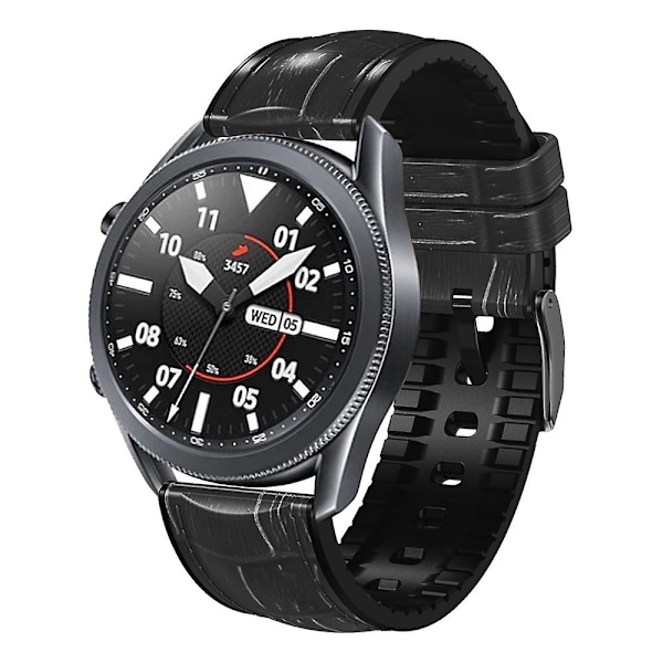 Svart Svart Bambuled Textur Silikonläder Klockarmband