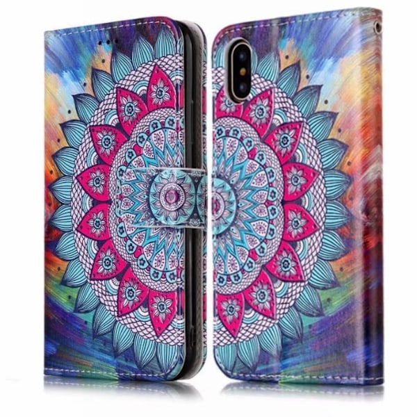 Fodral för iPhone 13 MINI Halv blomma Präglat Målat Flip Plånbok med Korthållare