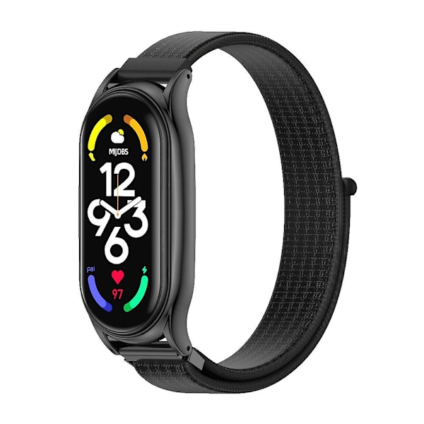 Svart Svart Nylon Klockarmband Plus