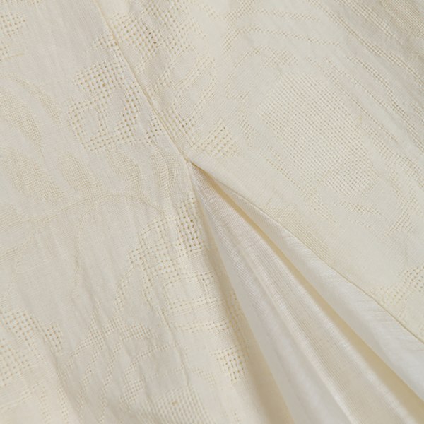 Patchwork Jacquard Plisserad Lång Elegant Klänning Kvinnor Lapel Slim Cardigan Klänning Beige XL
