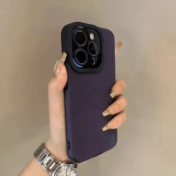 Etui til iPhone 13PRO/ 6.1 Mørk lilla læder klassisk fløjl læder plys læder blød