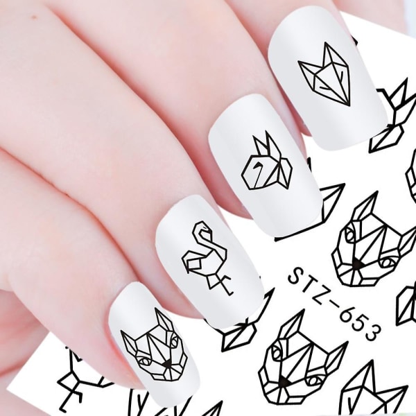 Nail Water Sticker- Svart abstrakt bild Nail Art Paper Decoration Manicure STZ609