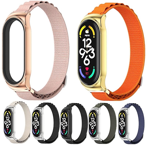 Grå Silvergrå Silver Nylon Klockarmband kompatibelt med Xiaomi Mi Band 7 / 7 NFC kompatibelt med Xiaomi Mi Band 7 / 7 NFC