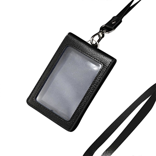 Vertikalt märkeshållare med halsband Praktisk PU-plånboksfodral ID-fönster Kortfack Black lychee PU