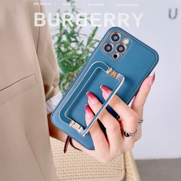 Etui til iPhone 13mini Navy blå + dobbelt spænde beslag [gratis installation] Tekstureret dobbelt spænde stativ læder tekstur