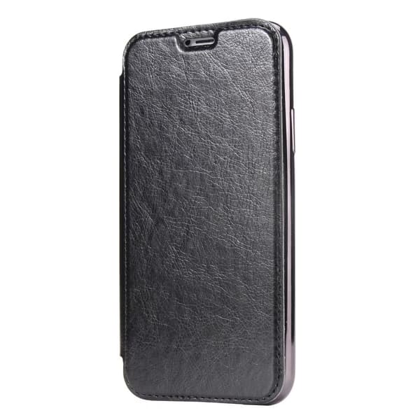 Etui til iPhone 14 Plus, sort, ultratyndt, elektropletteret flipcover