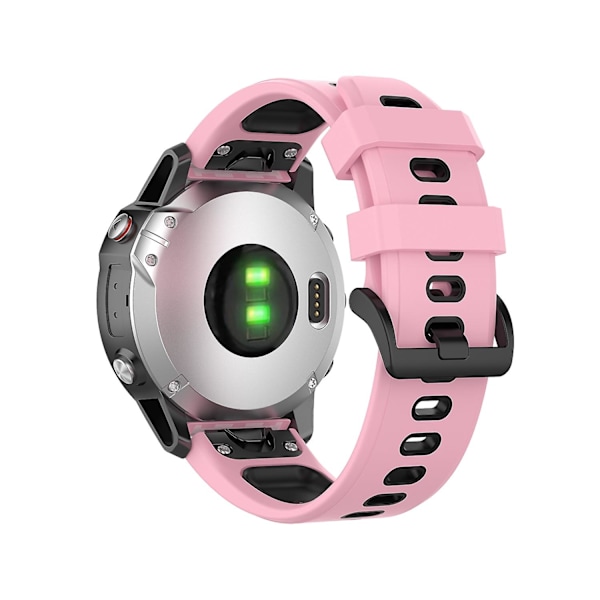 Pink Sort Pink Sort 22mm Tofarvet Silikone Urrem kompatibel med Garmin Fenix 7 / Epix