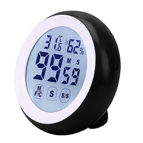 LCD Digital Touch Screen Kökstimer Räknare Upp Alarmklocka Temperatur- och Luftfuktighetsmätare Blue