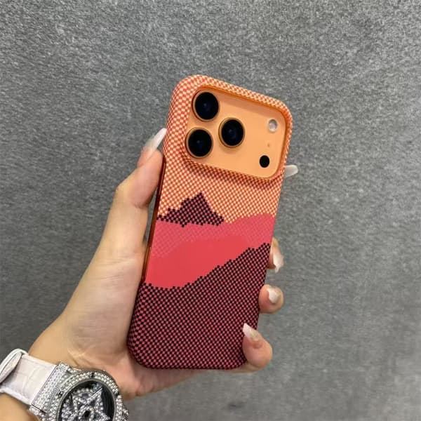 Fodral för iPhone 16 Pro Max Kolfibertextur Magnetisk Slimmad Profil Orange Noz36042