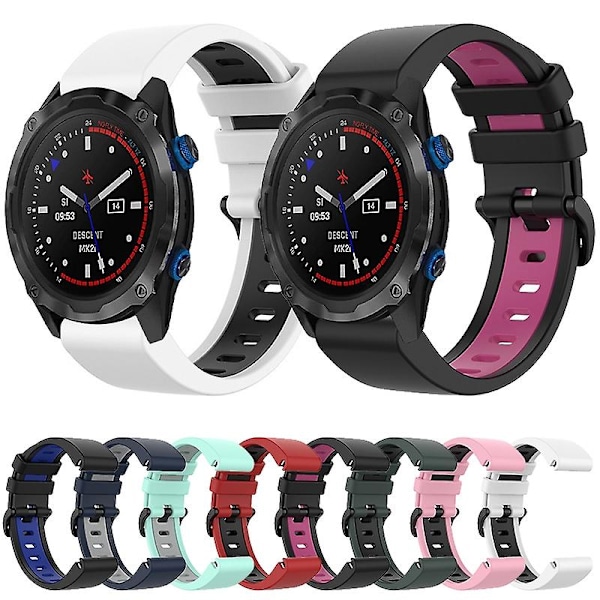 Olivengrøn Sort Olivengrøn Sort Silikone Urrem kompatibel med Garmin Descent Mk2i