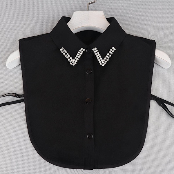 Dam falsk krage Chiffong Avtagbar Krage Anti-rynk Whi Blue Black Clover chiffon white