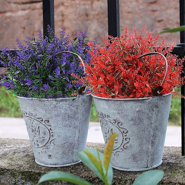 8 Bunter Kunstig Lavendel Falske Blomster UV-bestandige Busker, Falsk Plast Red 8