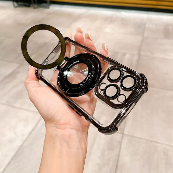Etui til iPhone 14 Elektrobelagt Magnetisk Stand Sort Noz30577
