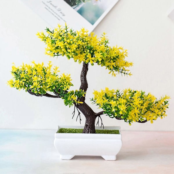 Kunstige planter Bonsai Lille træpotte Fake planter Blomster i potte Faux Bonsai til hjemmet Værelse Bord H