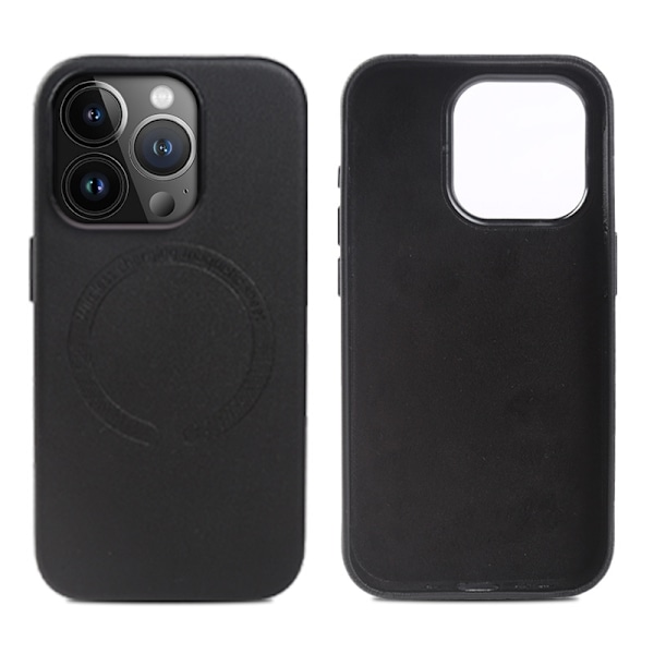 Fodral för iPhone 13 Pro PU magnetiskt svart helkroppsmagnetiskt läder