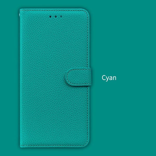 Fodral för iPhone 16 Pro Magnetisk Kortplats Lädertextur Cyan