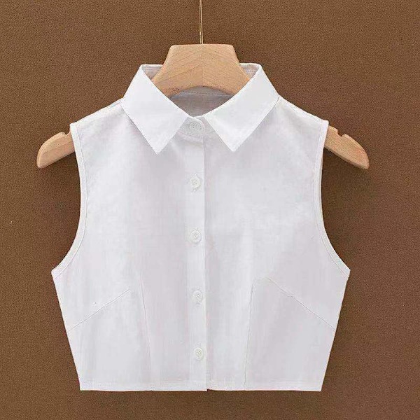 Falsk krage for kvinner, avtakbar spiss rund hals, moteriktig Vest white pointed collar M size