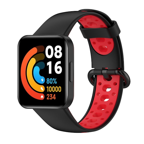 Sort Rød Sort Rød Tofarvet Silikonerem kompatibel med Xiaomi Redmi Watch 2 Lite