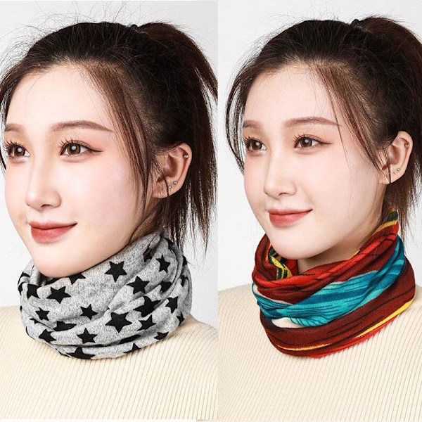 Dam Fejk Krage Avtagbar Halv Varm Halsduk Mask Pullover S Block dark red happy [2]]