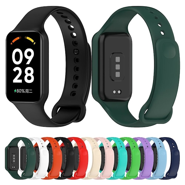 Svart Svart Silikon Integrert Klokkereim kompatibel med Redmi Band 2 kompatibel med Redmi Band 2