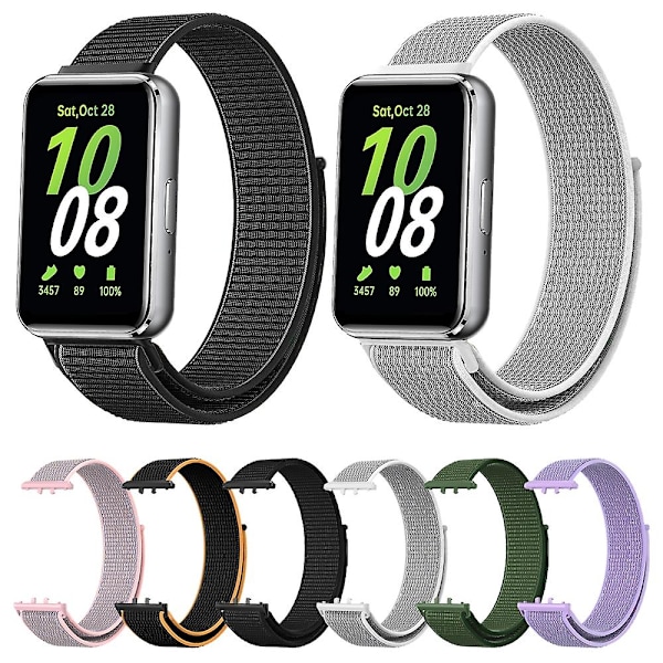 Grå Hvit Grå Hvit Vevd Nylon Loop-reim kompatibel med Samsung Galaxy Fit 3