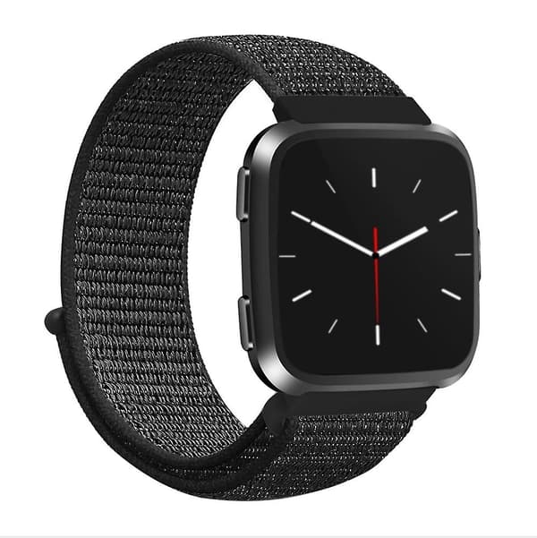 Musta musta nailonranneke, yhteensopiva Fitbit Versa 1 / 2 kanssa