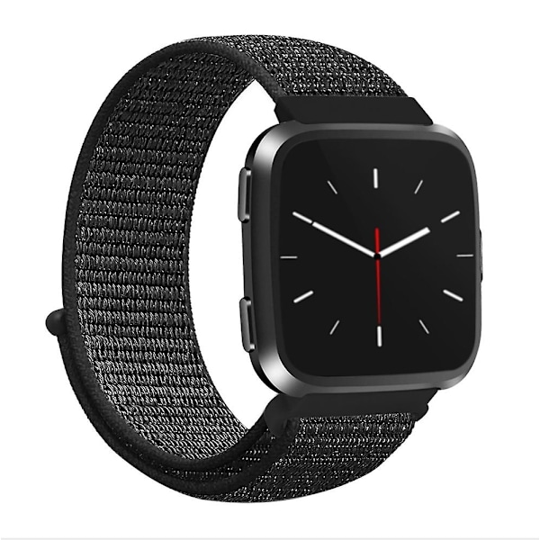 Svart Svart Nylonrem kompatibel med Fitbit Versa 1 / 2