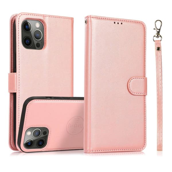 Kotelo iPhone 14:lle pinkki 2 in 1 Lompakko korttipidikkeellä