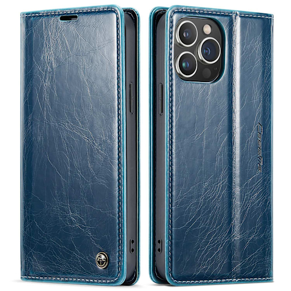 Etui til iPhone 16 Plus blå Vintage Distressed Wallet med kortholder Flip