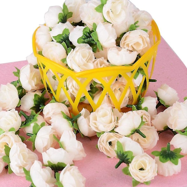 (dia: 3cm) 100 stk. Kunstig Rose Blomsterhode Blomsterhode Falsk Kunstig Plante Dekorasjon Rose Flesh Color