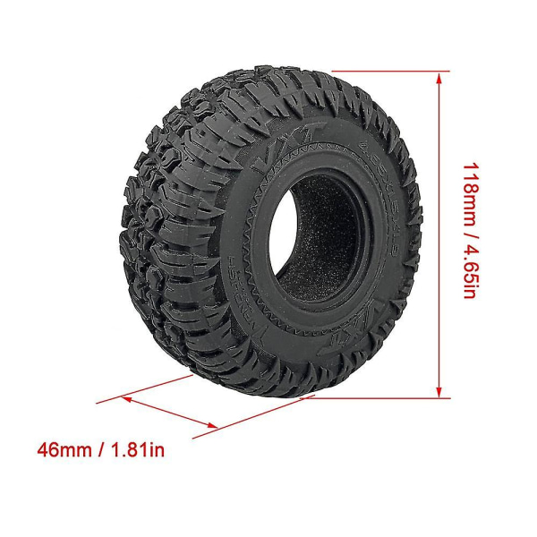 Nytt 4st 118 mm 1,9 tum gummihjuldäck kompatibelt med 1/10 Rc Rock Crawler Axial
