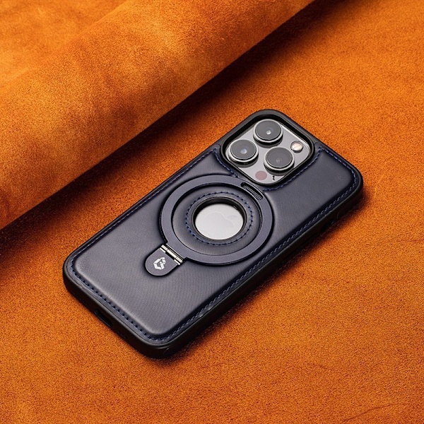 Etui til iPhone 16pro Gentleman Blå Magnetisk Stativ Lær