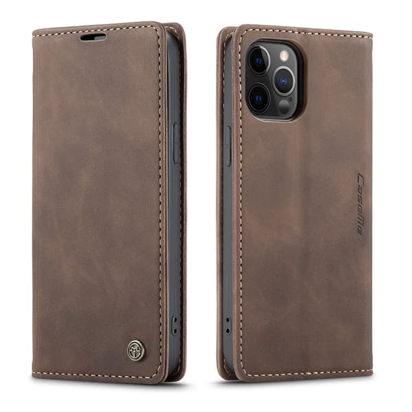 Kotelo iPhone 15 Plus ruskea lompakko korttipidikkeellä ja läpällä