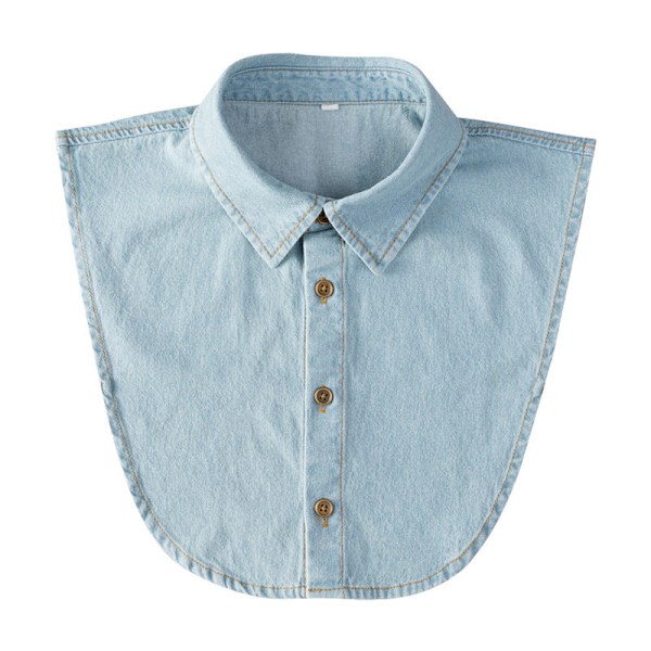 Dame falsk krage Avtakbar halv Allsidig Jeans Skjorte D A010 denim [dark blue] XS size