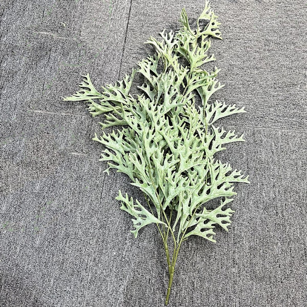 Kunstig Staghorn Fern Ranke Vægdekoration Tropisk Regnskov Plastik Blad Hængende Antler vine white green