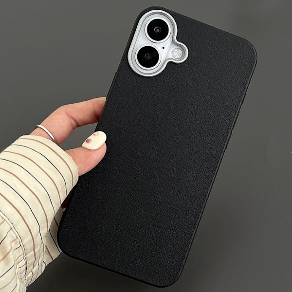 Fodral för iPhone 15 Pro svart Läder mönster klassiskt läder hårt