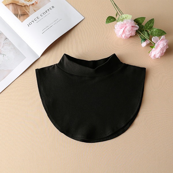Dame falsk krage Avtakbar halvfarget strikket stripe Black High collar