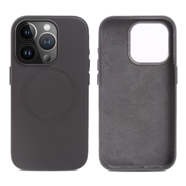 Fodral för iPhone 16 ProPU magnetiskt grått helkroppsmagnetiskt läder