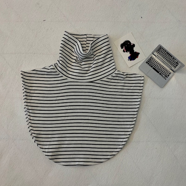 Dame falsk krage Avtakbar halv 'S Varmt skjerf Bunn Sh White Stripes Average size