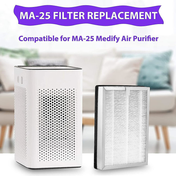 Nytt Hepa-filter kompatibelt med Medify Ma-25 luftrenare 2-pack 3-i-1-filtrering