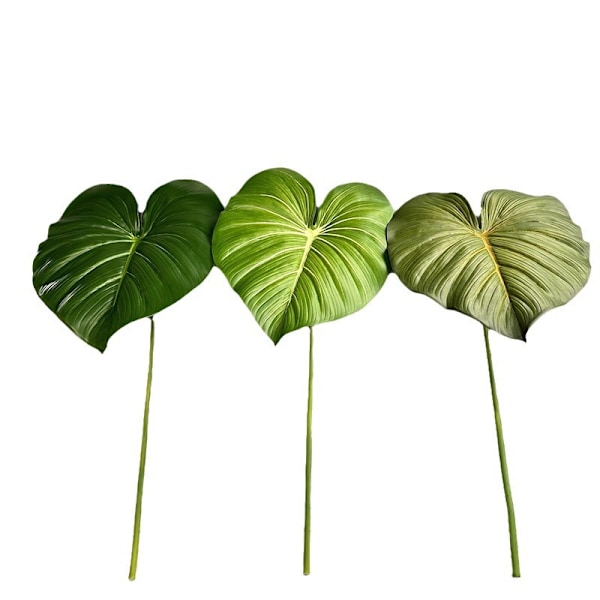 Stor Taktil Monstera Blad Kunstig Grøn Planteindretning i Maillard Farveskema Philodendron small green