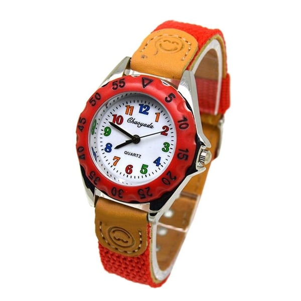 Cute & Quartz Watch 's Fabric Strap Student Time Clock Red