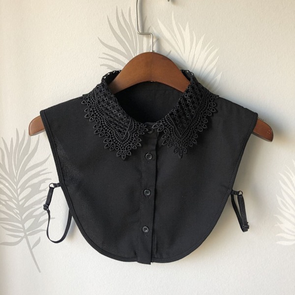 Naisten tekoviulus Irrotettava puolikas Trendikkäät vaatetusasusteet Pointed flower collar black
